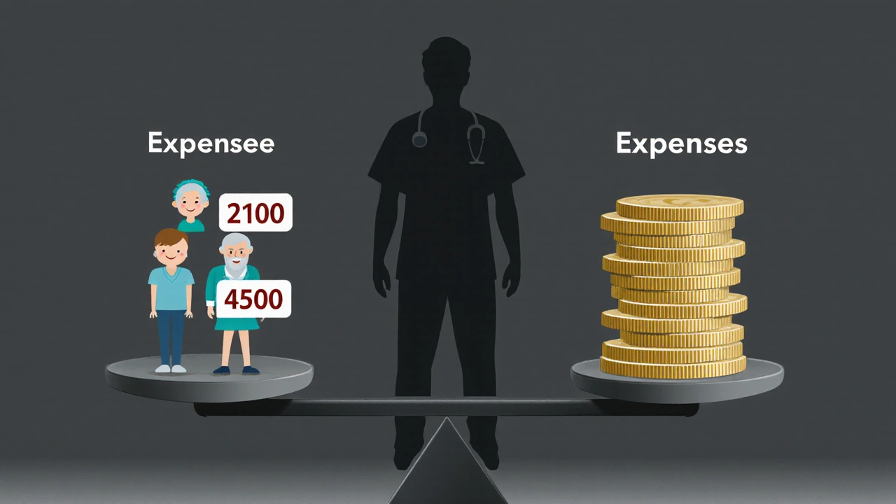 Váha s pacienty různých věkových skupin a jejich ročními hodnotami proti nákladům na praxi.