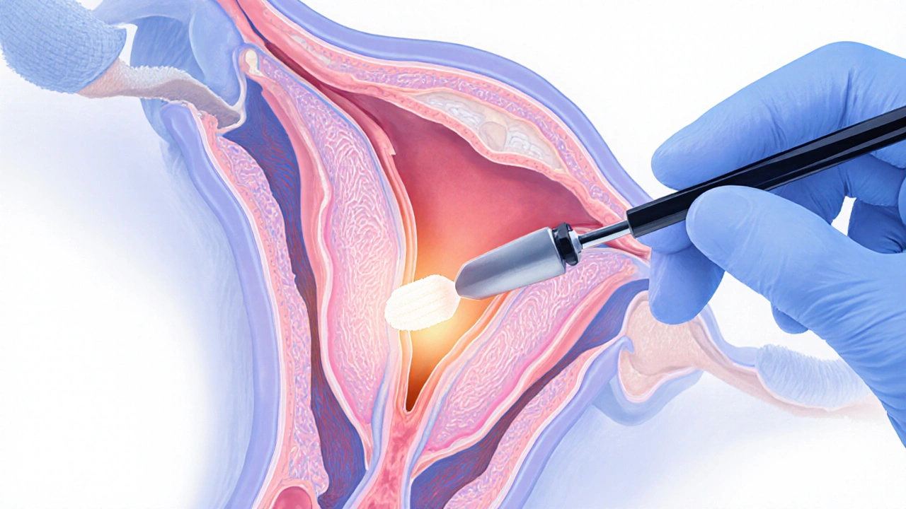 Vnitřní pohled na pochvu a šíji matky během odběru buněk pro Pap test