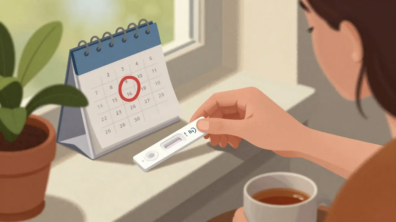 HPV test na windowsill vedle kalendáře s označenými roky preventivních prohlídek.