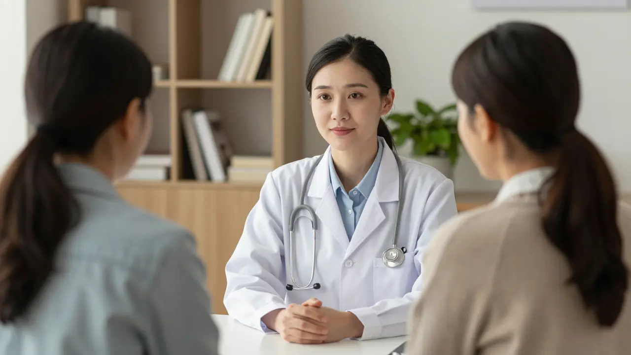 Lékařka poskytuje pacientce podporu a konzultaci v ordinaci.