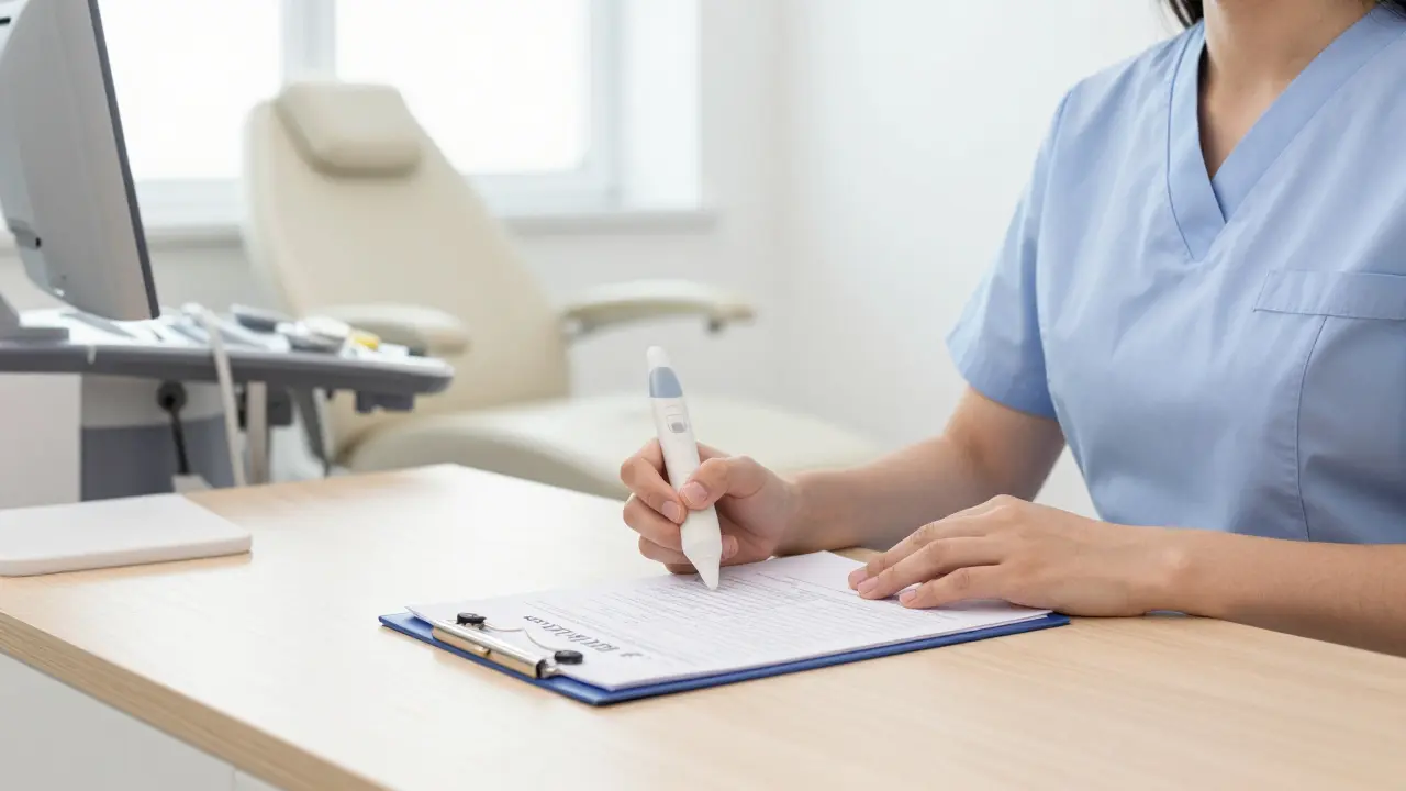 Moderní gynekologická ordinace s vybavením pro preventivní prohlídky.