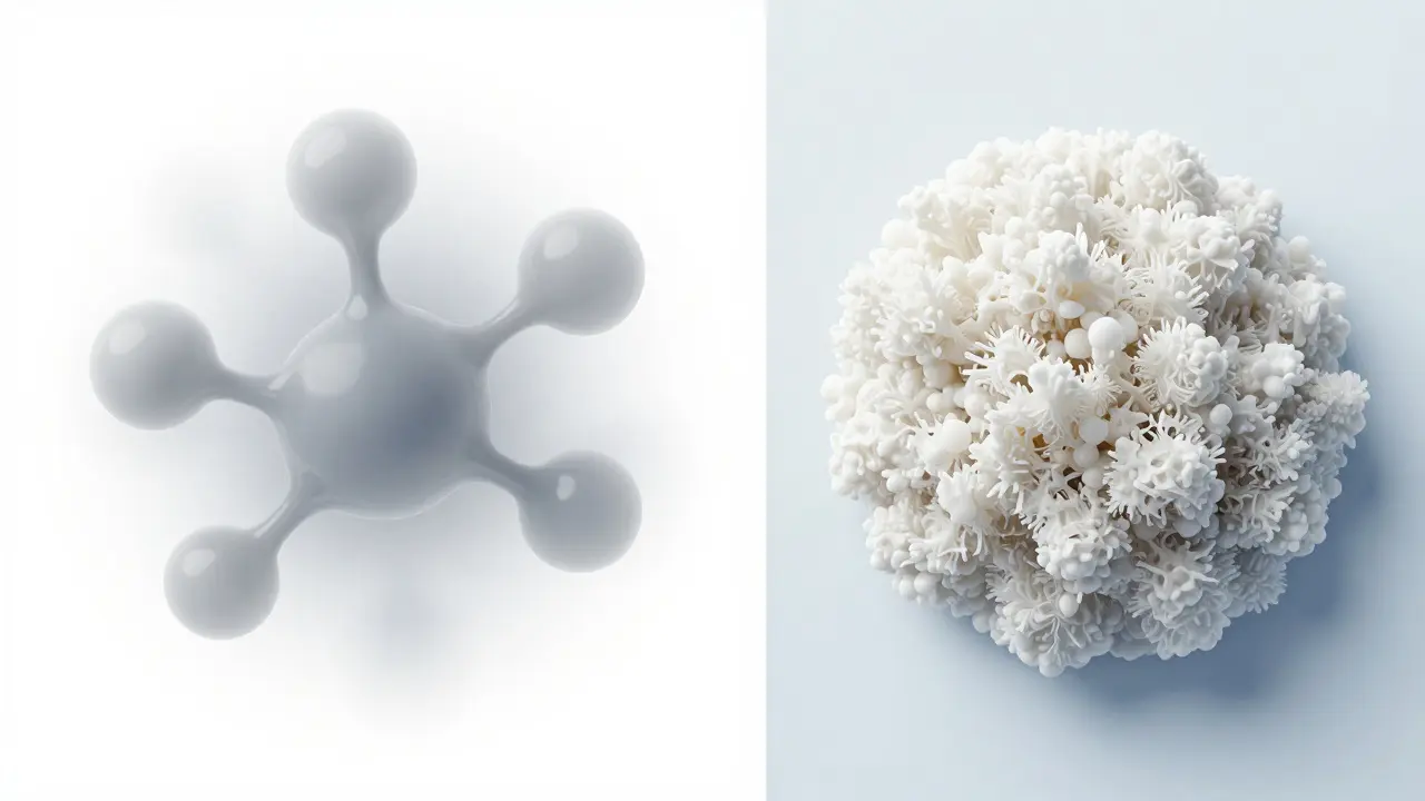 Srovnání vizuálních znaků bakteriální infekce a kvasinkové mykózy.