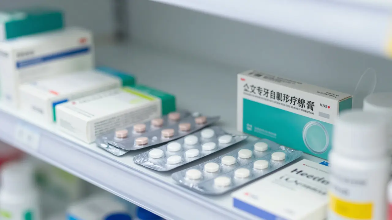 Blízký záběr na hormonální antikoncepci v lékárně