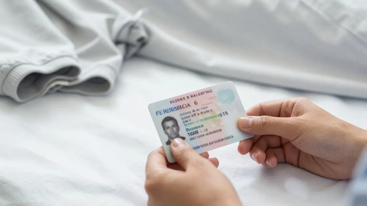 Doklady a pohodlné oblečení připravené pro návštěvu nemocnice