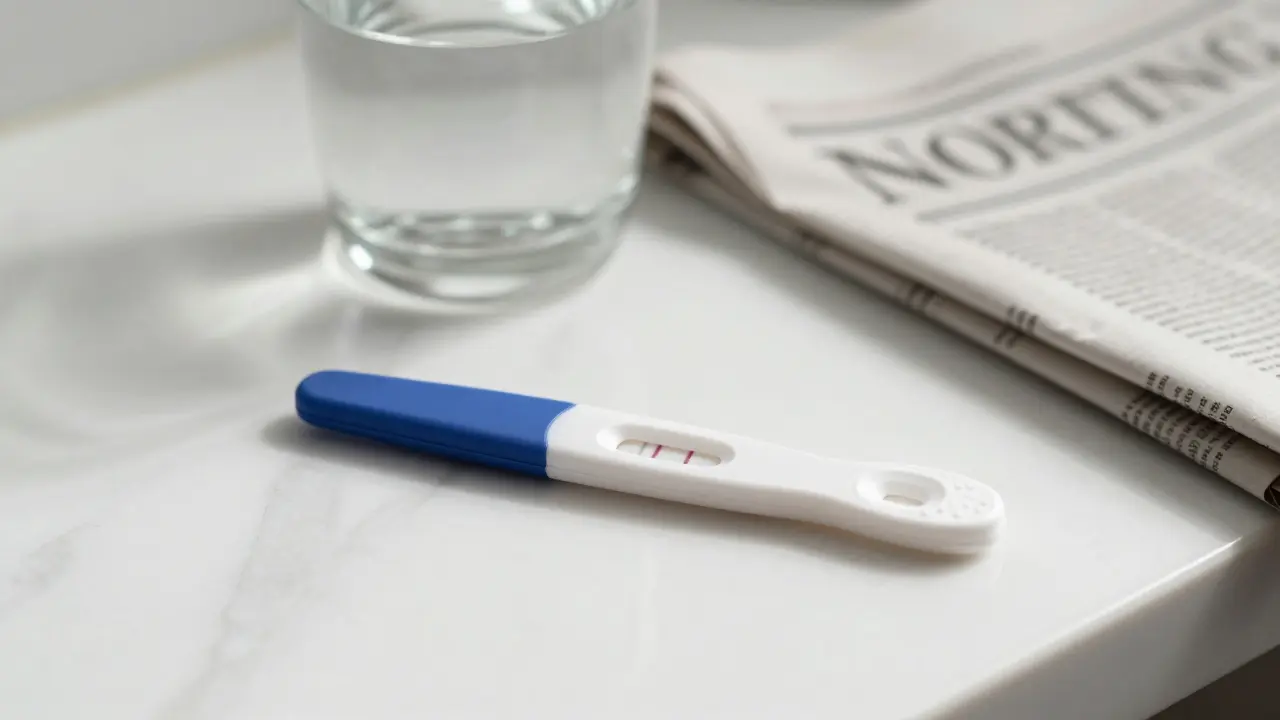 Domácí těhotenský test s pozitivním výsledkem