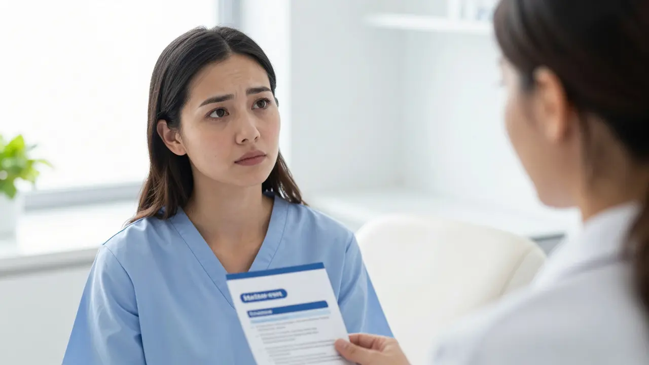 Žena v ordinaci gynekologa přemýšlející o preventivním vyšetření