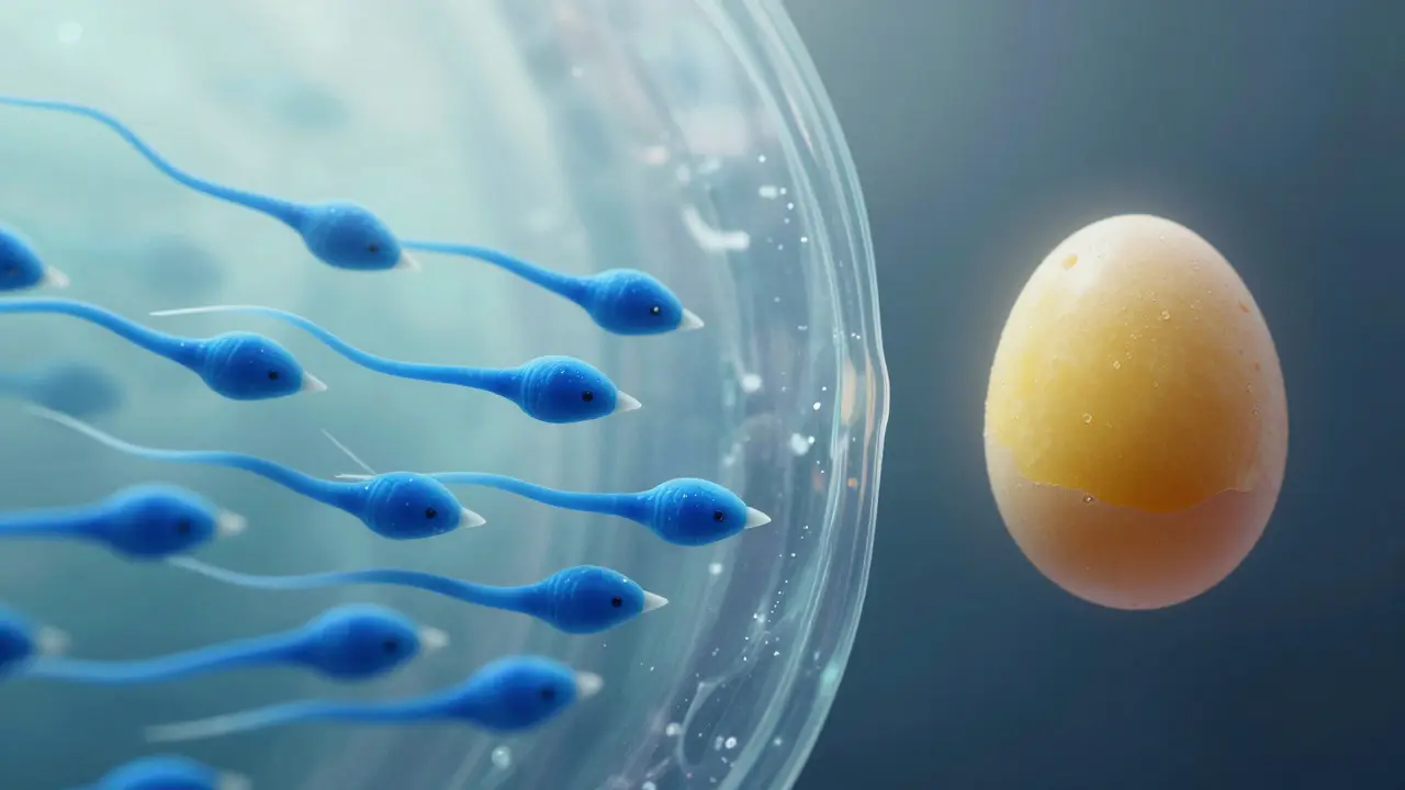 Konceptuální srovnání životnosti spermií a vajíčka