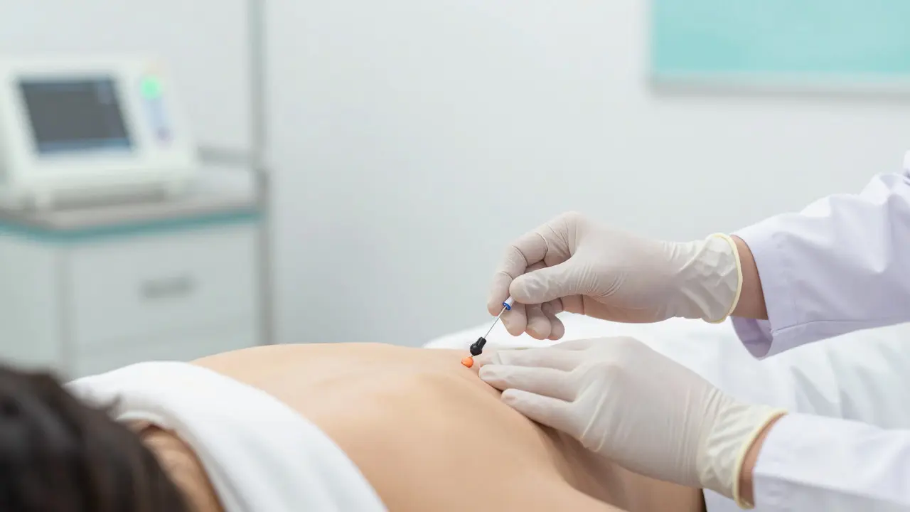 Lékař připravuje aplikaci epidurální analgezie v nemocnici