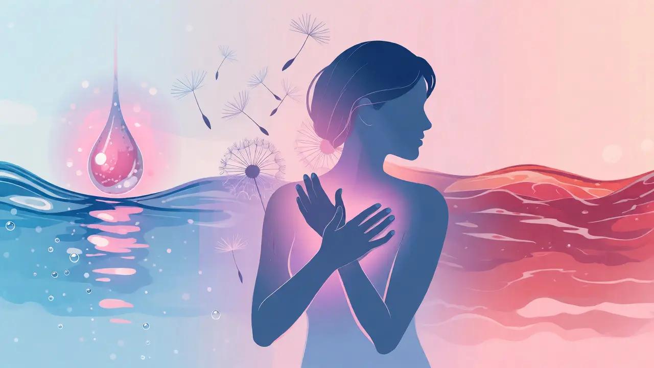 Konceptuální ilustrace rozdílu mezi implantačním krvácením a menstruací
